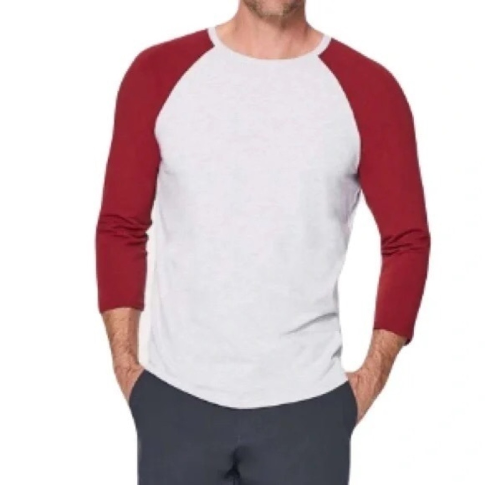 Lululemon Bodhi Long Sleeve Heathered Core Ultra Light Grey Oxblood Men’s Medium